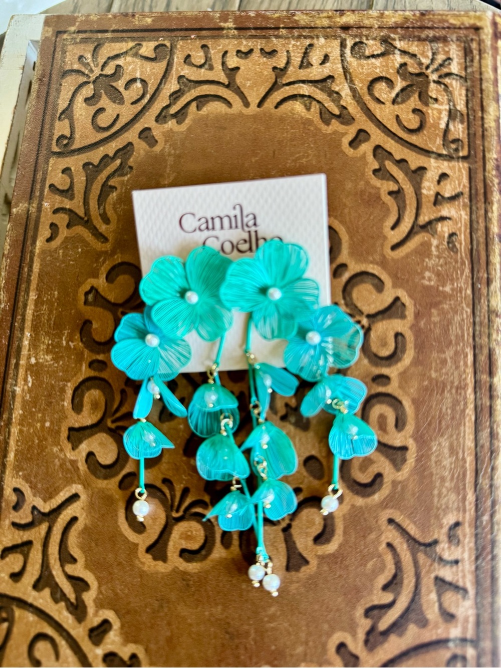 Camila Coelho Turquoise Floral Cascading Earrings - Picture 2 of 3